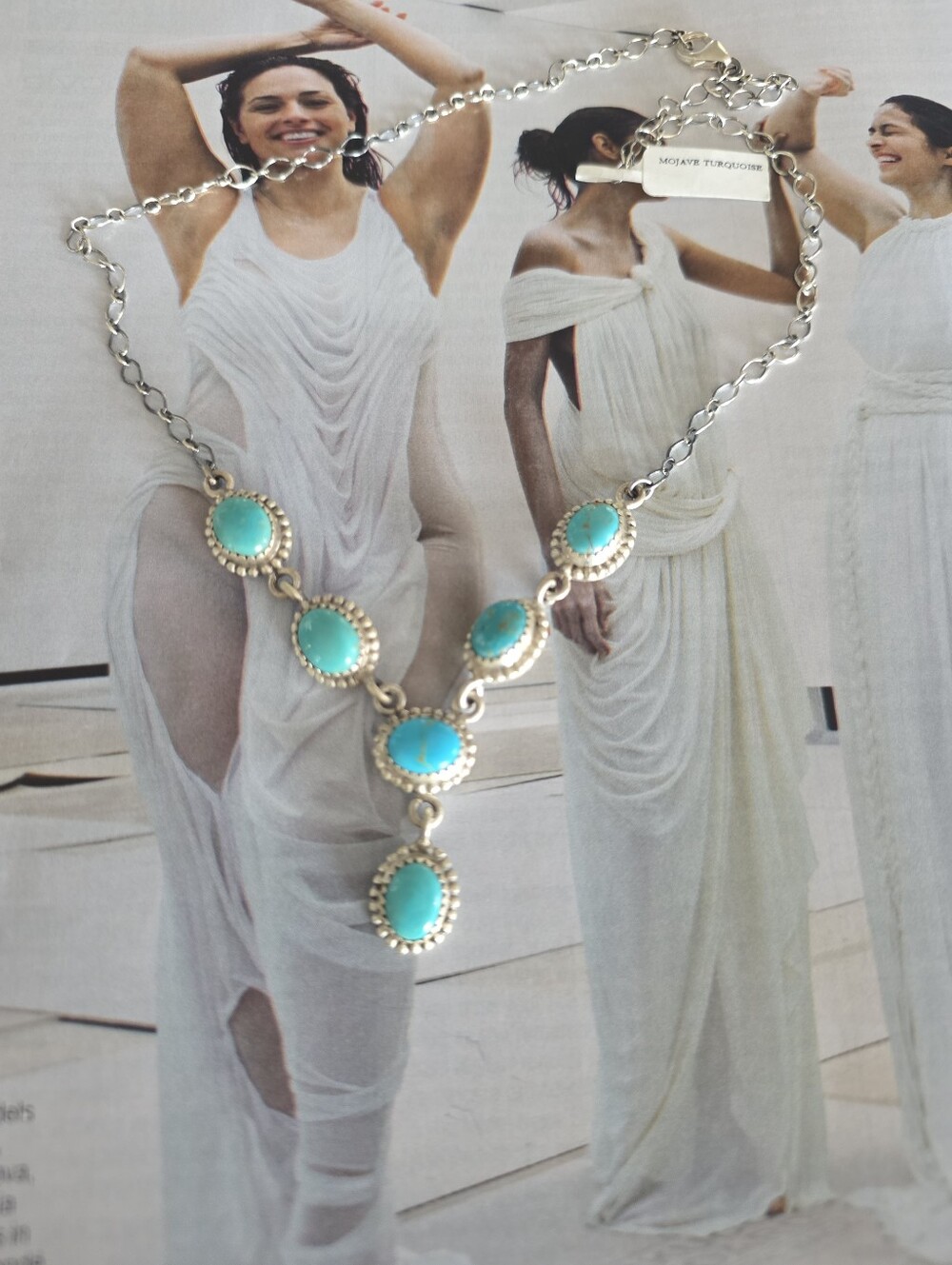 Majove Turquoise Stone Pendant Necklace - In STERLING SILVER ~ Women Jewelry - Picture 2 of 9